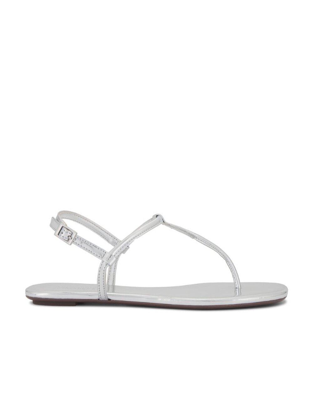 Schutz Elsha Sandal in Prata metallic silver strappy flat open toe
